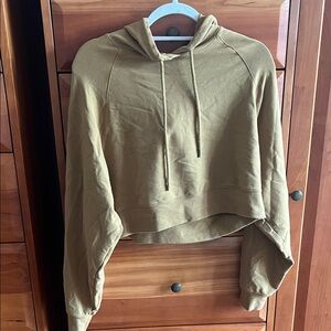Alo Yoga cropped Double take hoodie, size M, mustard yellow color